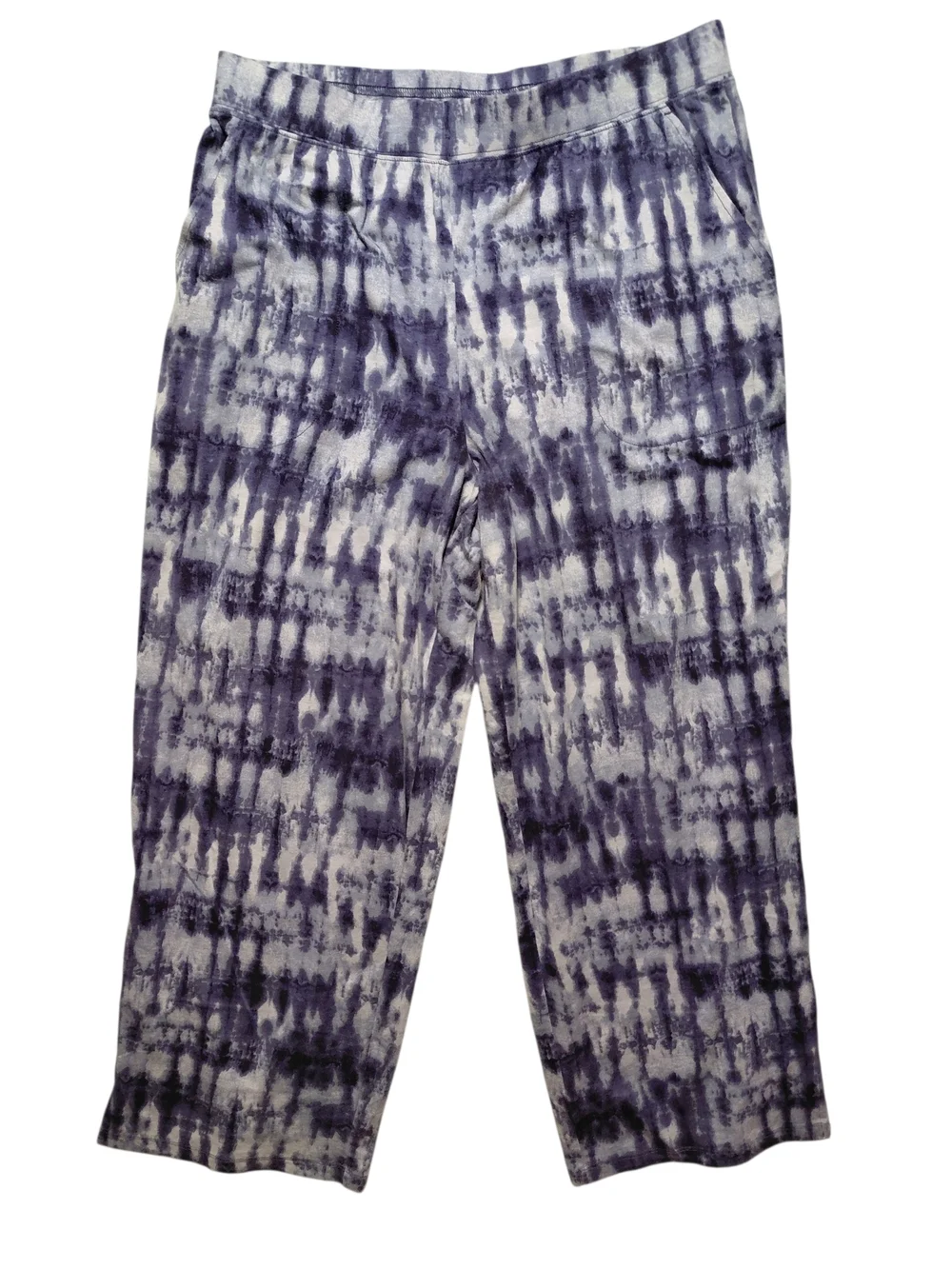 D & co. Tie-Dye Casual Loungewear Wide Straight Leg Pants - Blue & White